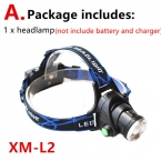 3800LM Зум XML-L2 LED Глава Лампы Факел фонарик свет лампы   2x18650 Аккумулятор   ЕС/США АС/ВЕЛИКОБРИТАНИЯ Автомобильное зарядное устройство USB