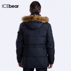 ICEbear  Длинный зимний пуховик Мех на съёмном капюшоне создаёт стильный вид Пальто для мужчин На рукаве карман Теплый Зимний Мужской Пуховик 15M927D
