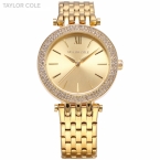 Тейлор коул люксовый бренд Relogio Feminino горный хрусталь чехол золота полные женщины одеваются часы  браслет кварцевые часы / TC001