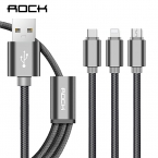 Рок кабели Micro USB 3 в 1 USB Type C кабель для iPhone 6 7 зарядки шнуры для android зарядное устройство шнур мобильного телефона синхронизации данных 1.2 м